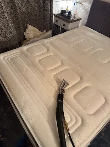 Mattress being professionally cleaned