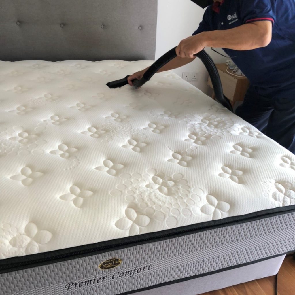 Mattress cleaning in progress
