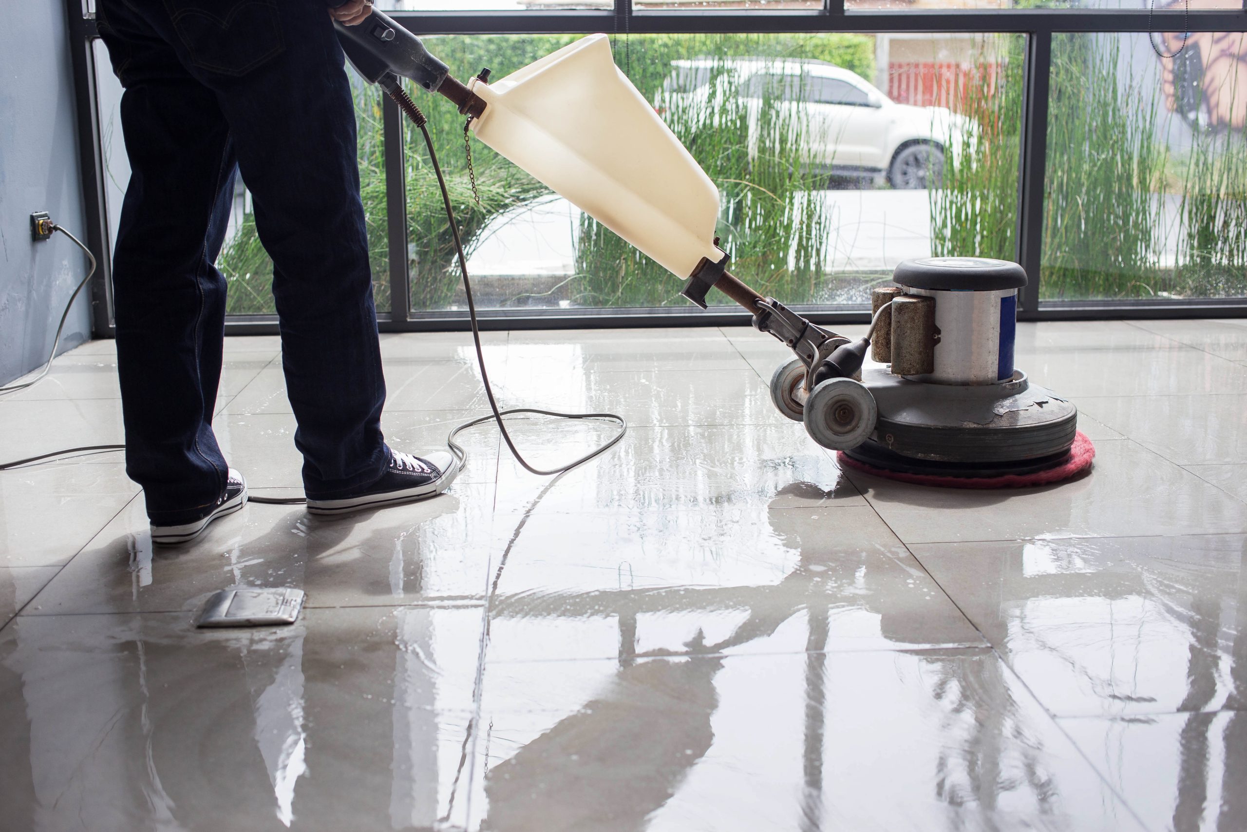 Pet stain and odour removal treatment in progress