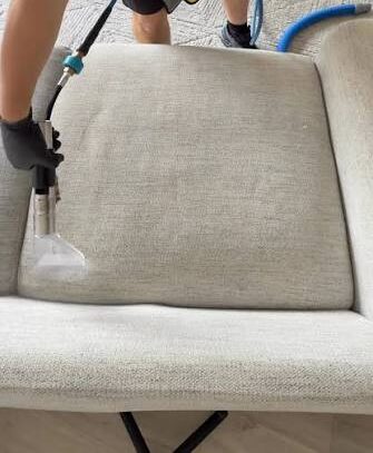 Sofa before and after pet odour removal