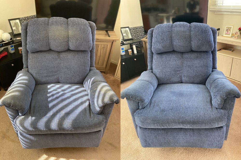Armchair before and after cleaning